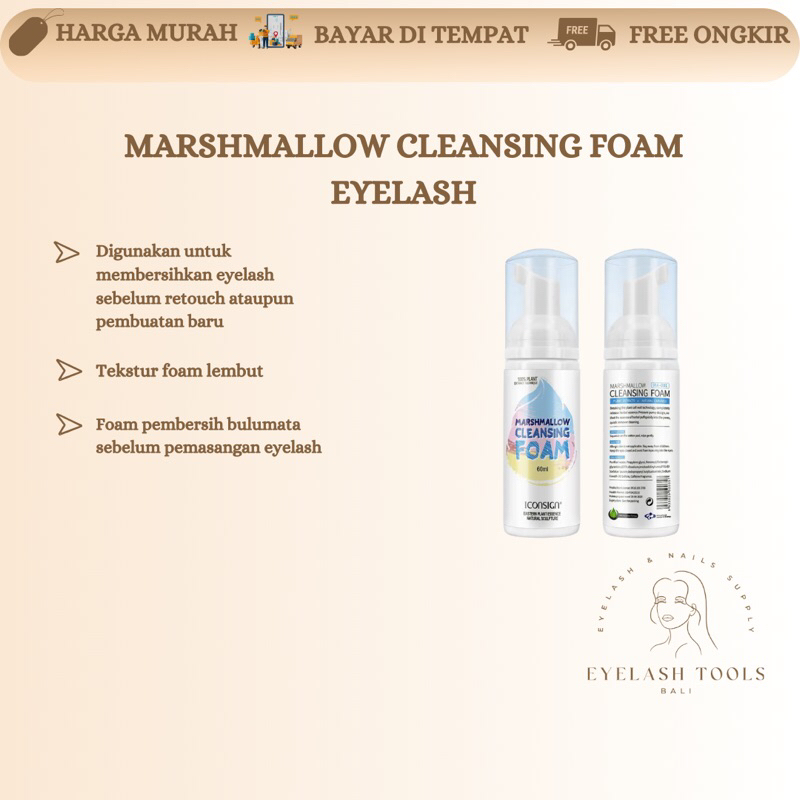 MARSHMALLOW EYELASH CLEANSING FOAM 60ml MEMBERSIHKAN BULU MATA