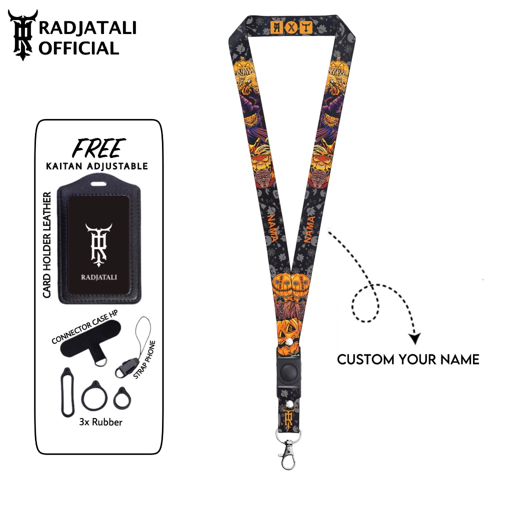 

Lanyard Custom Nama Halloween Series 2cm Request Nama Satuan Gantungan Card holder Full printing 2 sisi Tali Lanyard Hp Name Tag