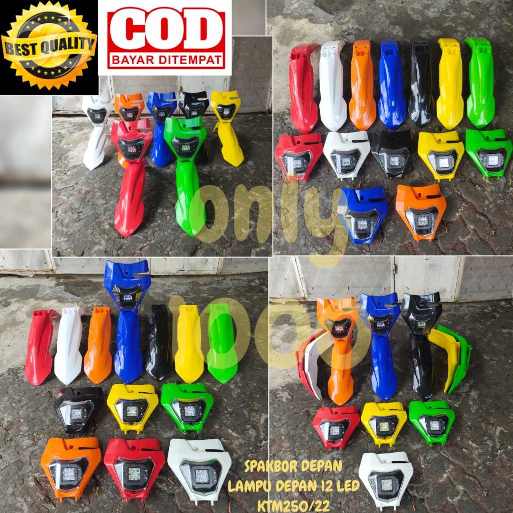 BODY SET KTM 250 2022 2ITEM LAMPU DEPAN 12LED SPAKBOR DEPAN FRONT FENDER HEADLAMP SLEBOR KTM 250 202