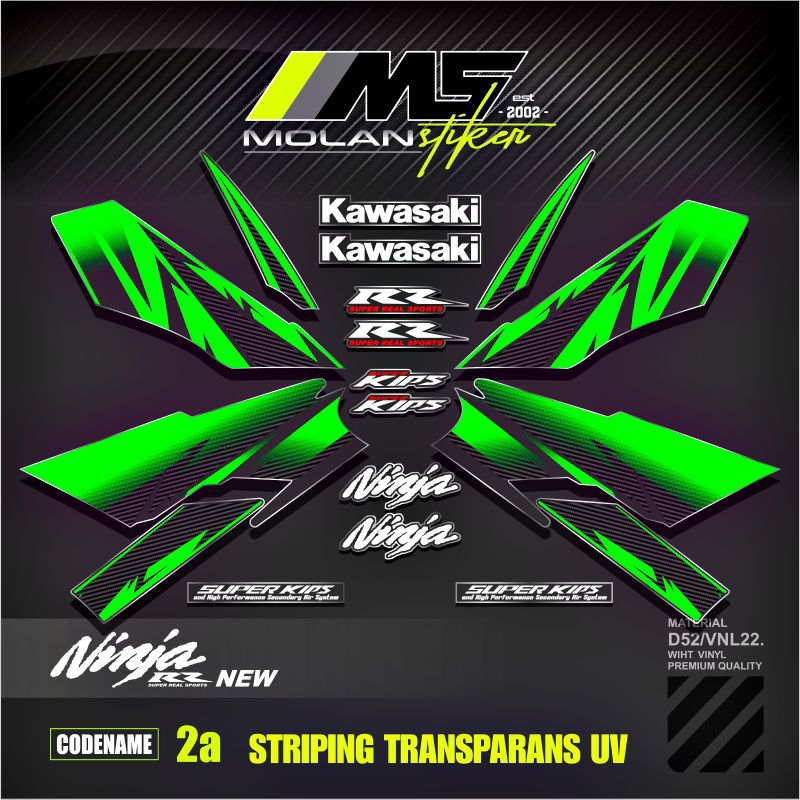 Decal Sticker Striping Variasi Tansparan Uv Ninja RR New 150 2Tak 2012-2017 Ninja RR SE Spesial Edis