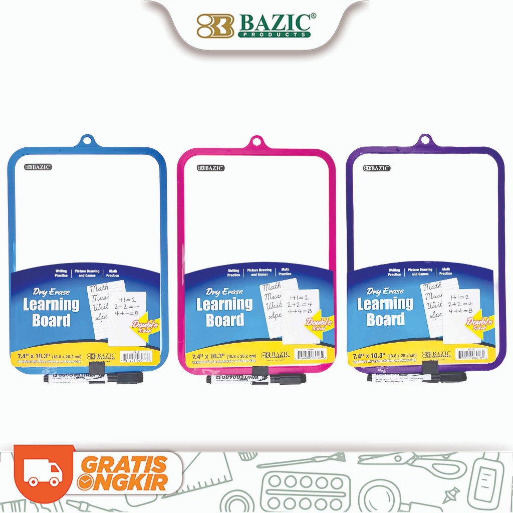 

Bazic Double Sided Dry Erase Board 7.4"x10.3" - Papan Tulis Kecil