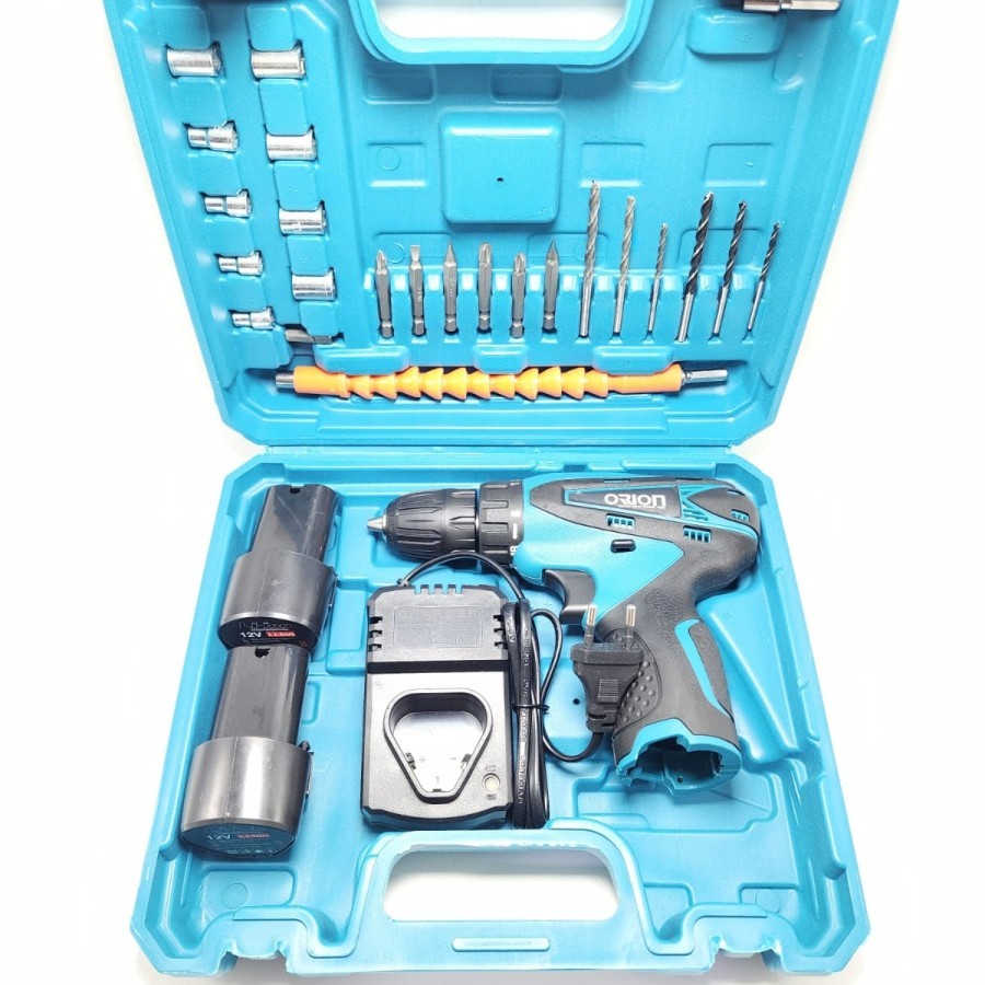 Mesin Bor Cordless 2 baterai tanpa kabel