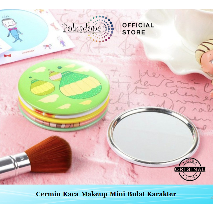 Cermin Kaca Makeup Mini Bulat Karakter Cermin Dandan Souvenir Nikah - 1 Pcs