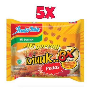 

INDOMIE Mie Goreng Kriuk Pedas 5 pcs x 90gr