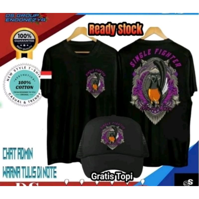 KAOS SINGLE FIGHTER MURAI BATU CORAK UNGU (BONUS TOPI)
