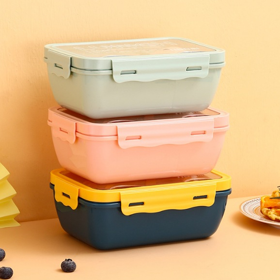 Lunch Box Kotak Makan Bekal Set Makan 2 Sekat Tempat Bekal Makan Anti Tumpah Free Sendok dan Garpu