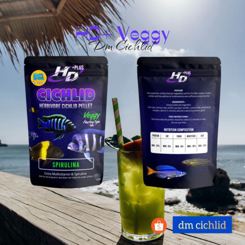 pellet ikan hd+ Veggy pakan ikan cichlid
