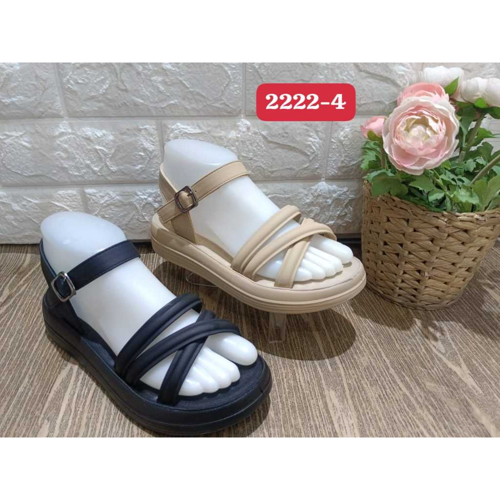 Sandal wedges wanita kekinian / sandal kondangan tali belakang