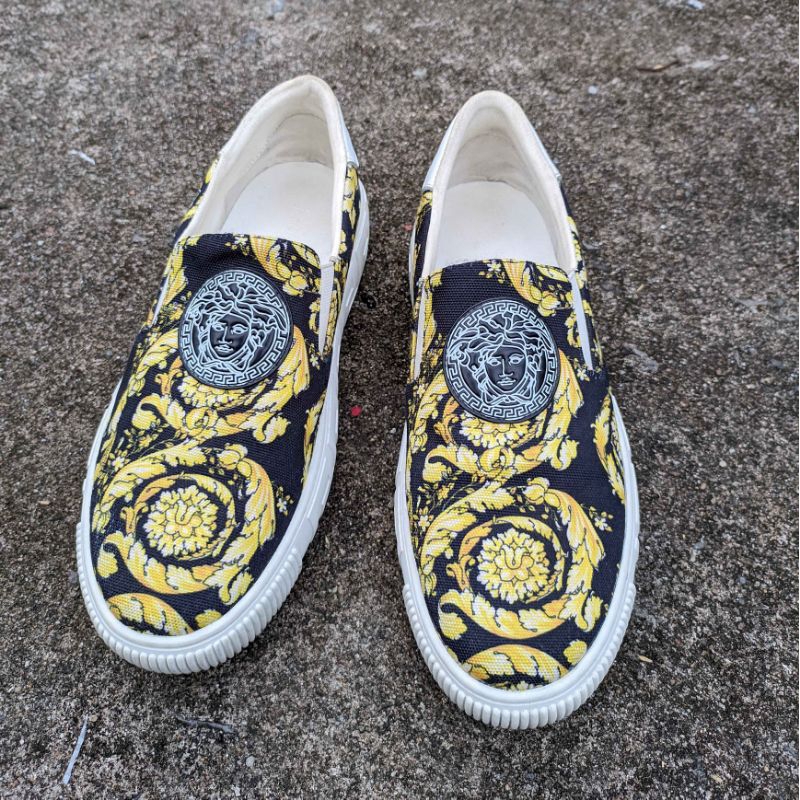 Sepatu Versace/ Slip on Versace/ Sepatu Pria Murah/ Versace Original Murah/ Motif Kembang/ Sepatu Ve