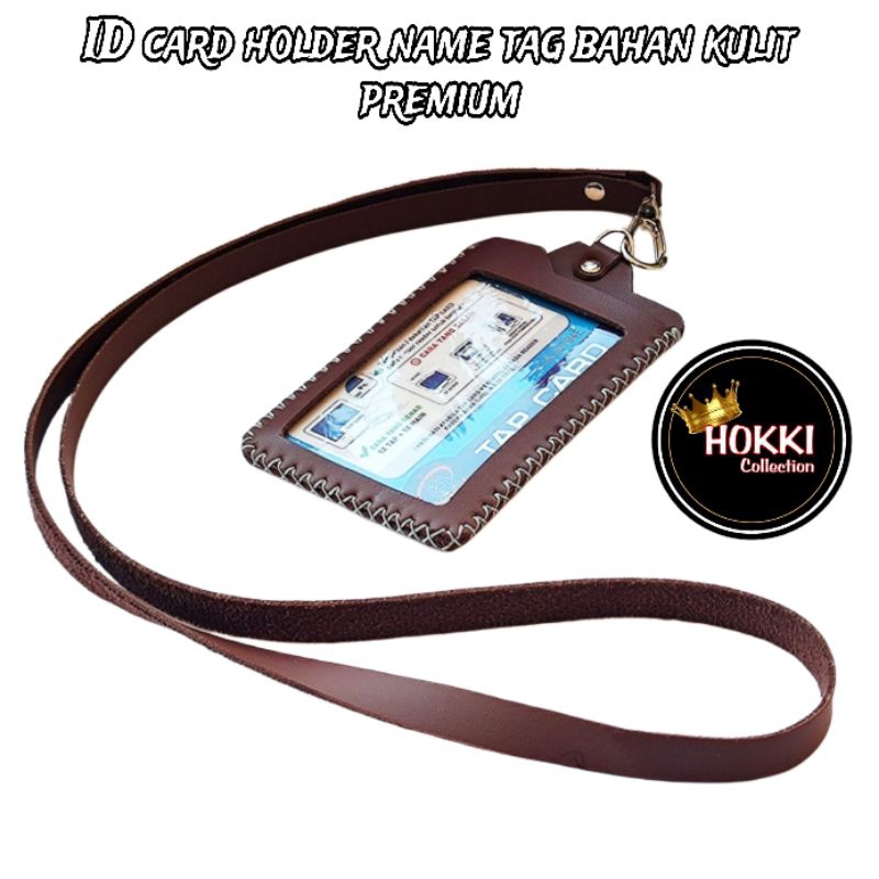 

id card holder name tag bahan kulit premium card holder id kulit lanyard