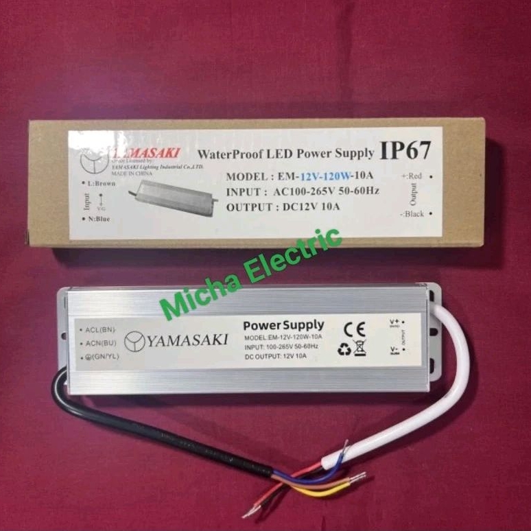 Yamasaki Trafo 12V 10A 120W Outdoor/ Power Supply 12V 10A 120W IP67