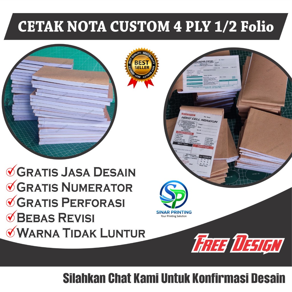 

Nota Custom 4 Ply Ukuran 1/2 Folio