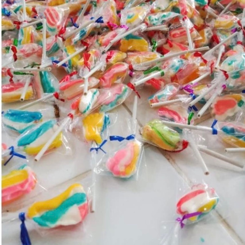 permen lolipop kaki rainbow 10pc
