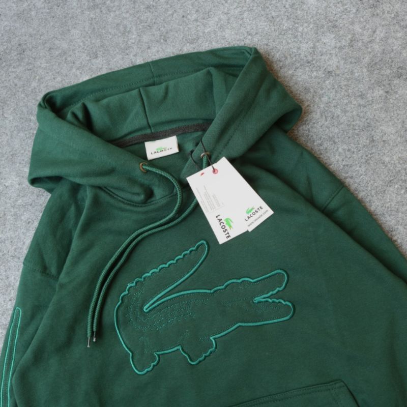 jaket sweater hoodie pria warna hijau jumper hodie lacoste buaya bordir emblem