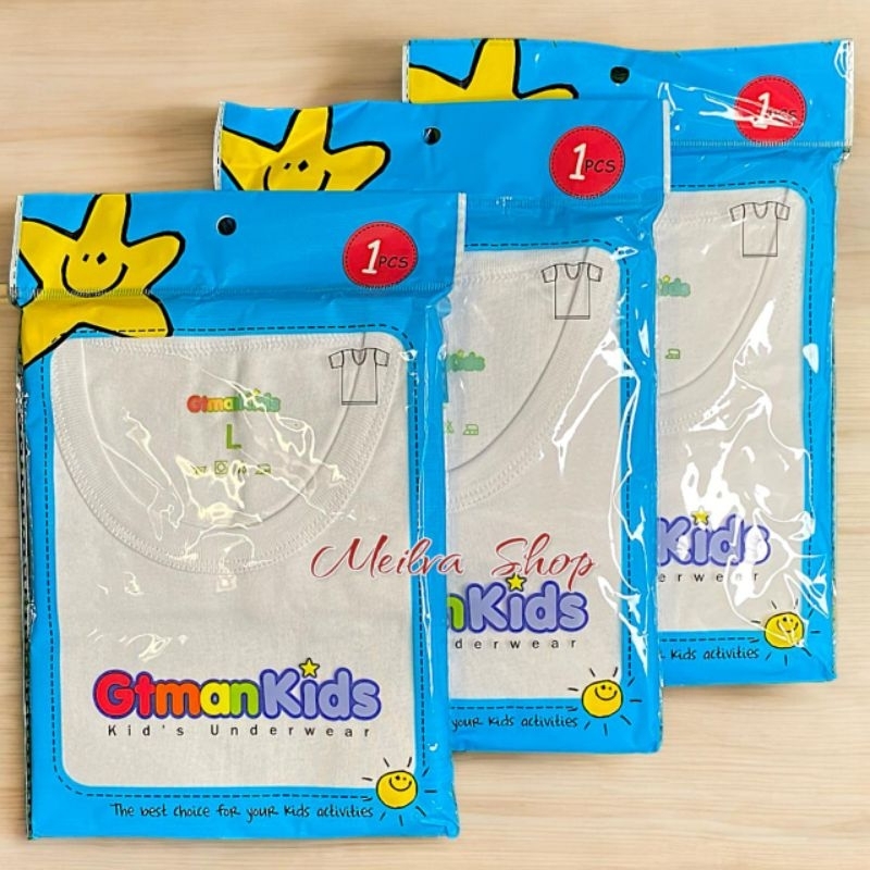 3pcs-Oblong Gt man kids GTMK 03 oblong putih lengan pendek sintesis