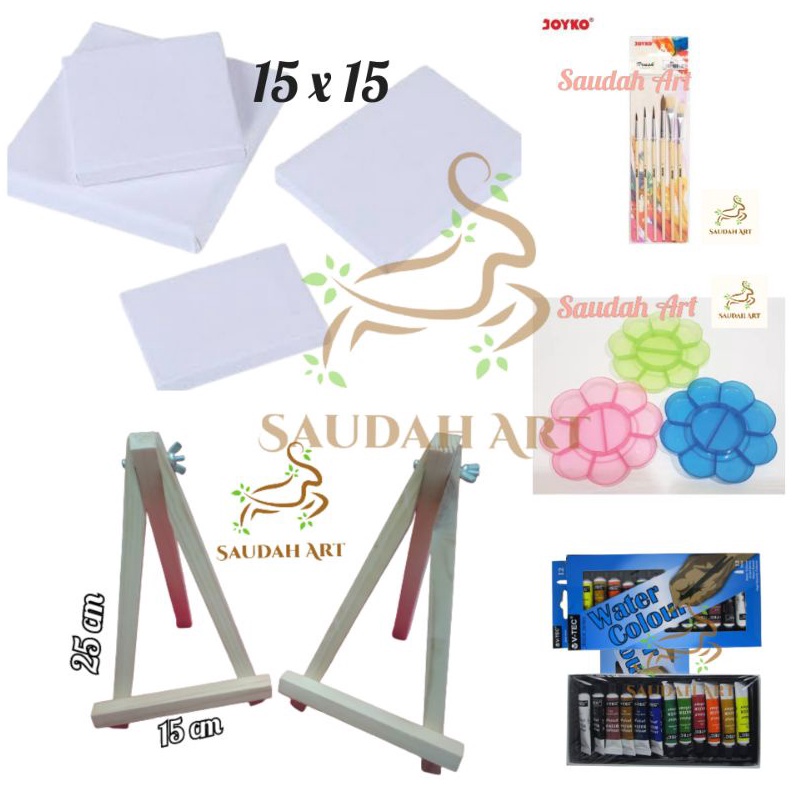 

SALE Paket Lukis Lengkap kanvas 15x15kuaspaletcat air 6mleasel 2x3