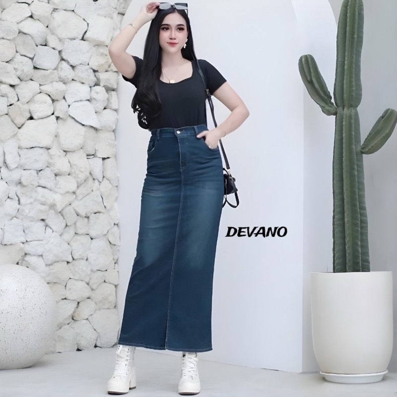 Rok Jeans Span - Outfit bawahan Rok Jeans Jumbo - Rok Jeans Span Skirt Cessa Panjang Kekinian