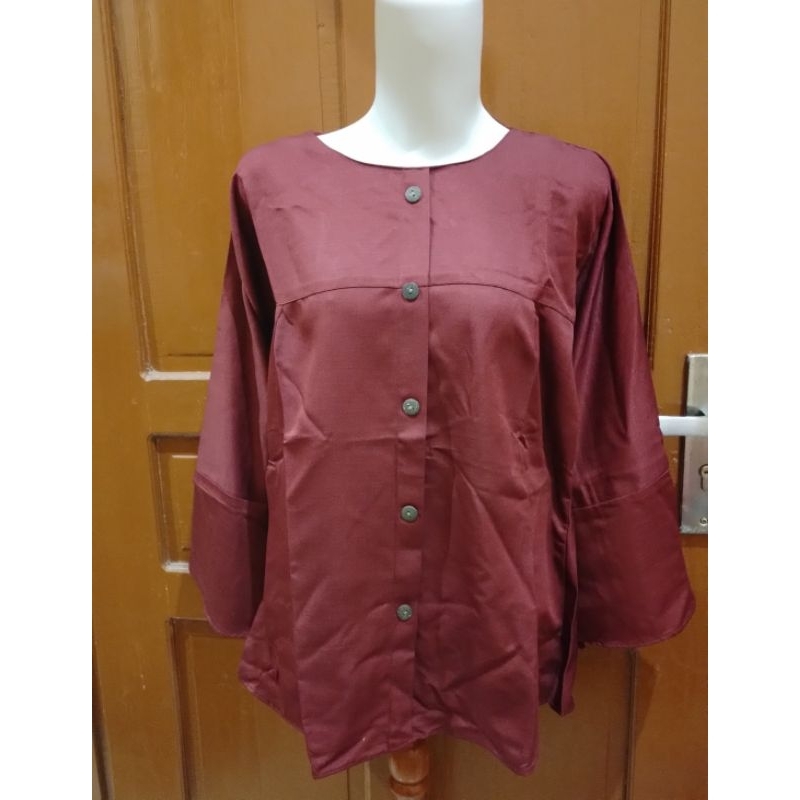 Blouse Wanita Size Jumbo Maroon Preloved