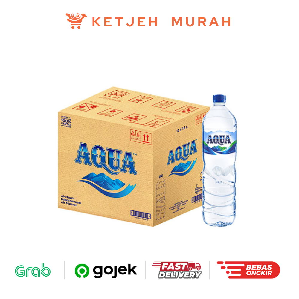 

Aqua Botol 1500 ML / 1.5 Liter Air Mineral 1 Dus isi 12 Botol