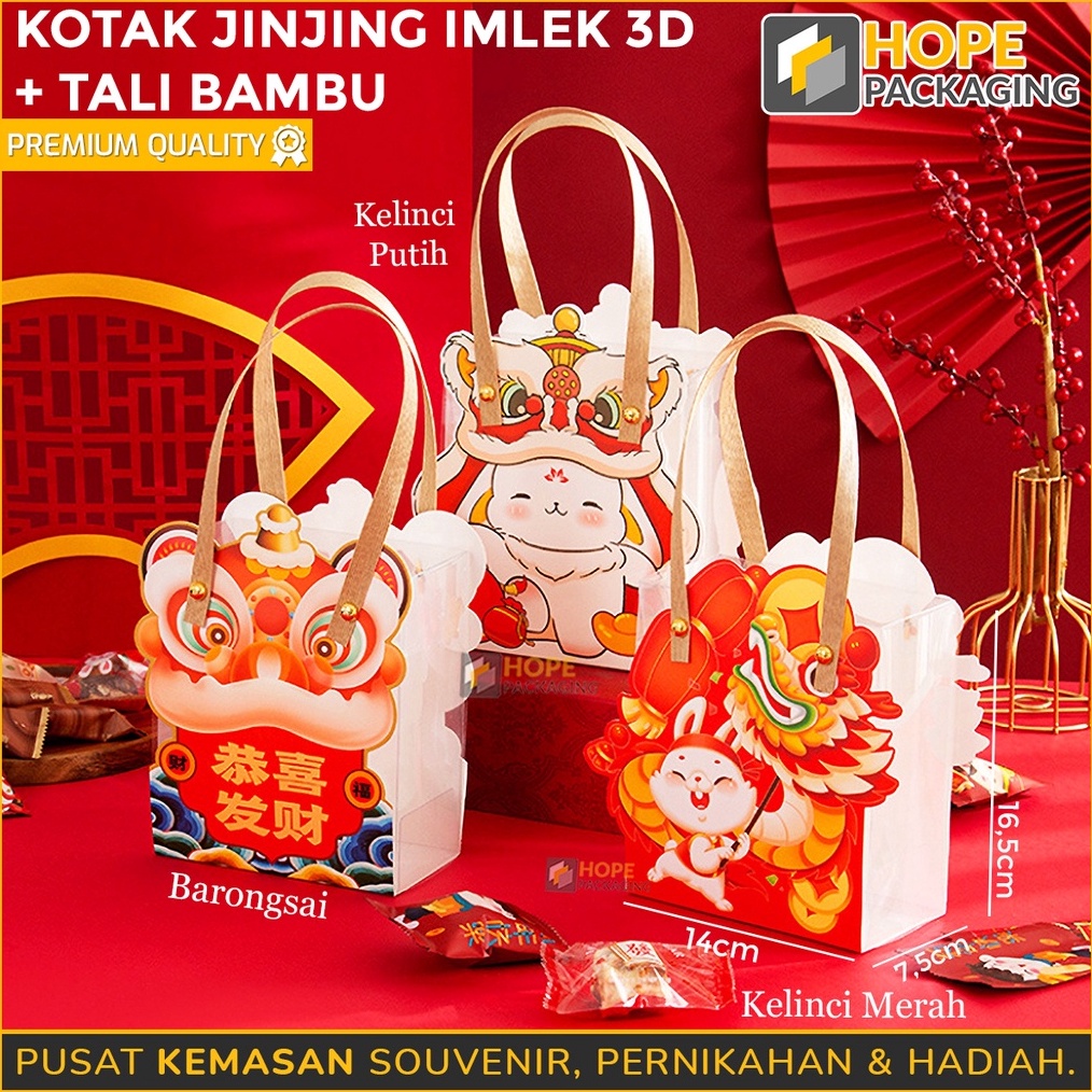 

ORDER SAJA GAN Kotak Jinjing Edisi Imlek 3D Tali Bambu Box Barongsai Mini Souvenir Imlek Hadiah Cookies permen Gift Box CNY