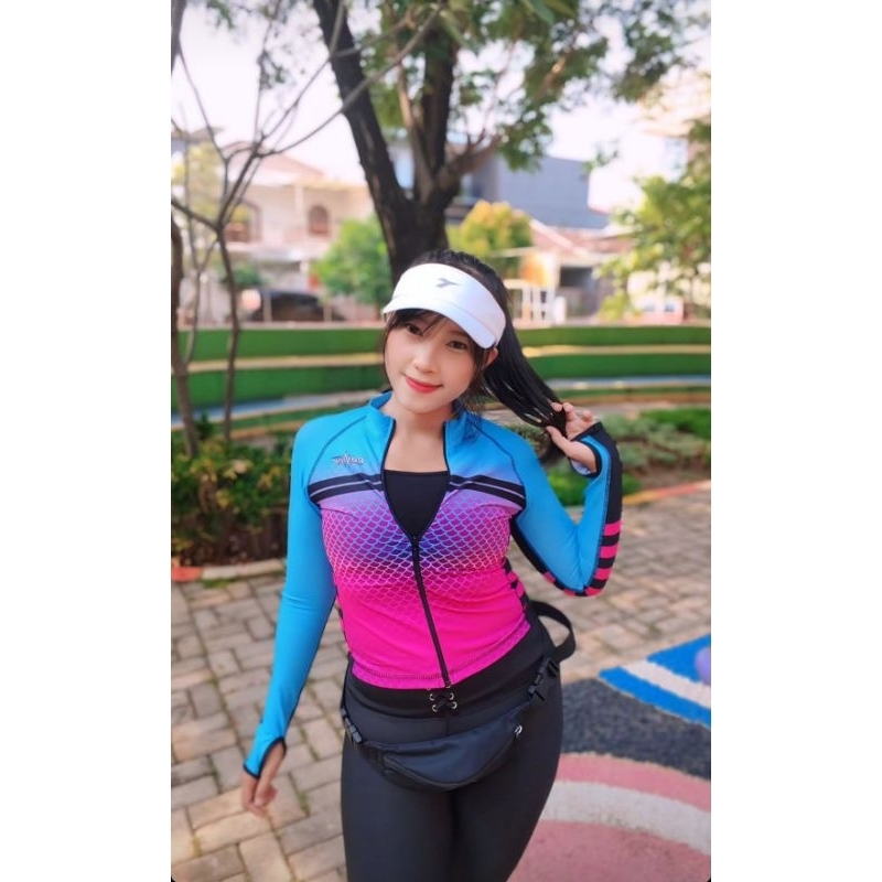 STELAN BAJU SENAM AEROBIC SXB POWER ACTIVE JACKET CROP WANITA