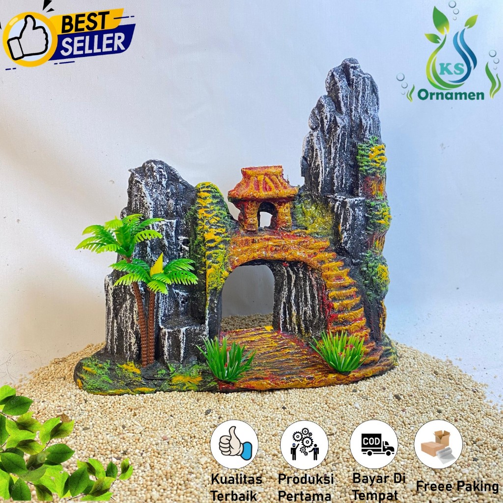 Hiasan Aquarium Hias Rumah Kelapa  l Hiasan Akuarium Tebing Rumah Kelapa / Hiasan Kemeja