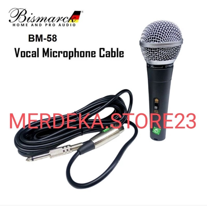 MIC BISMARCK BM-58 VOCAL MICROPHONE BISMARCK BM58 ORIGINAL MICROPHONE CABLE - BEST QUALITY