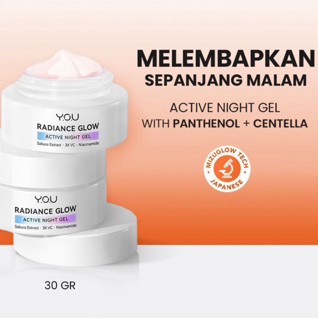 YOU Radiance Glow Active Night Gel | Brightening Vitamin C Niacinamide | Overnight Hydrating Skincar