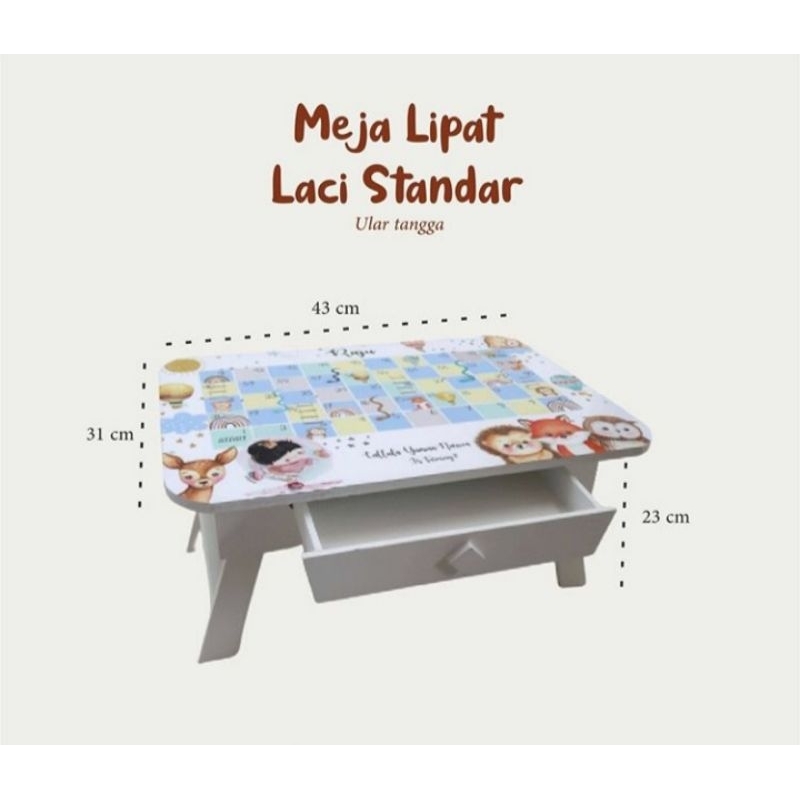 MEJA LIPAT LACI, Meja Belajar Anak Karakter, MEJA LIPAT KAYU PORTABLE