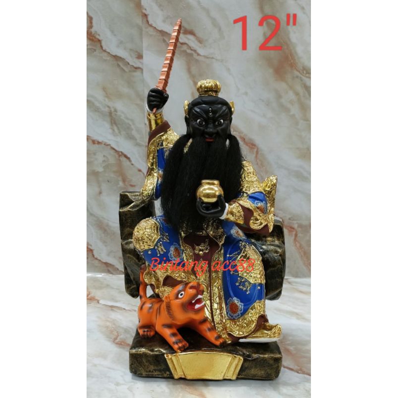 patung dewa Zhang tien se/ tiu tien se - kayu - 12inch