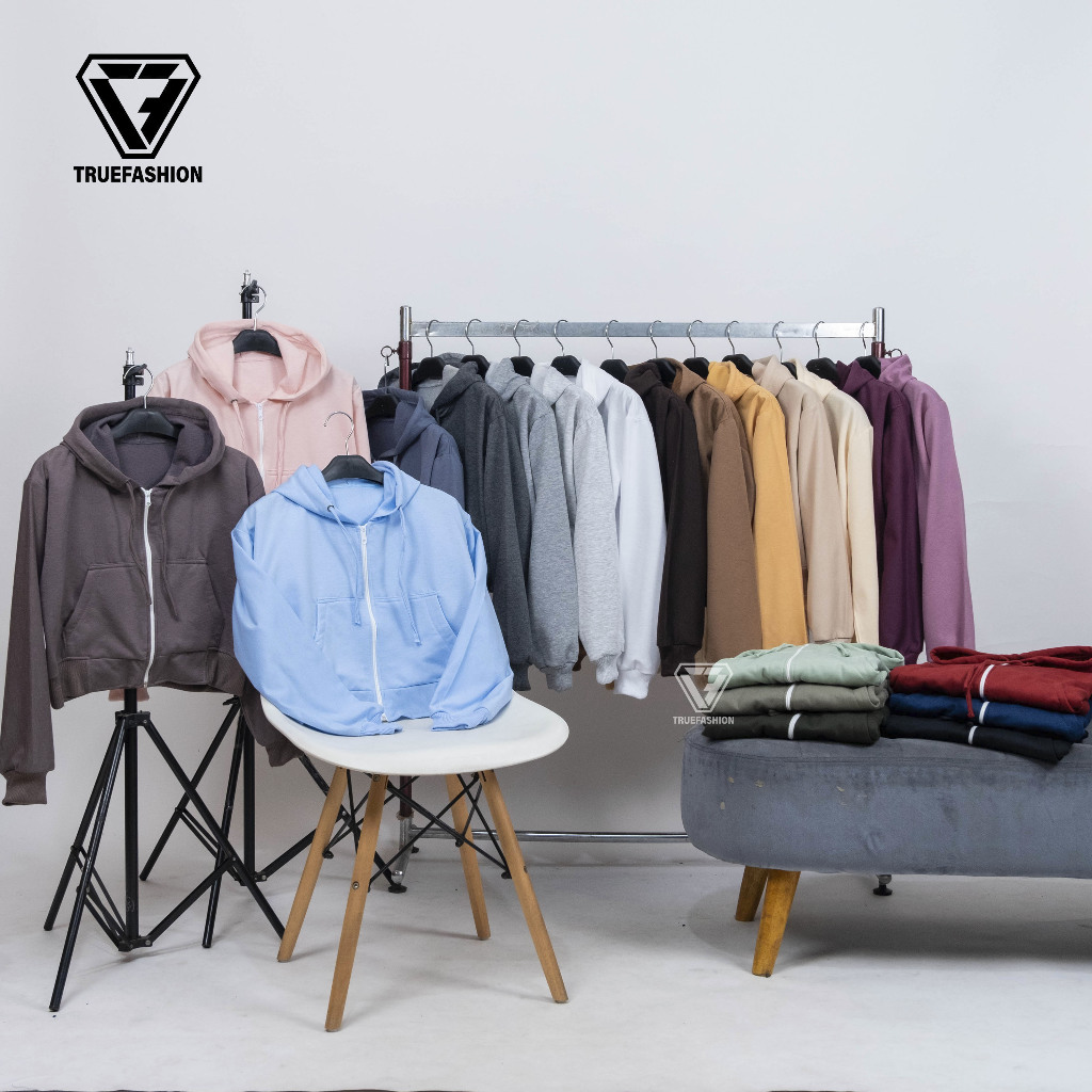 Cuci Gudang Tf - Jaket Hoodie Crop Wanita Basic Croptop Zipper Resleting Sweater Remaja Fashion