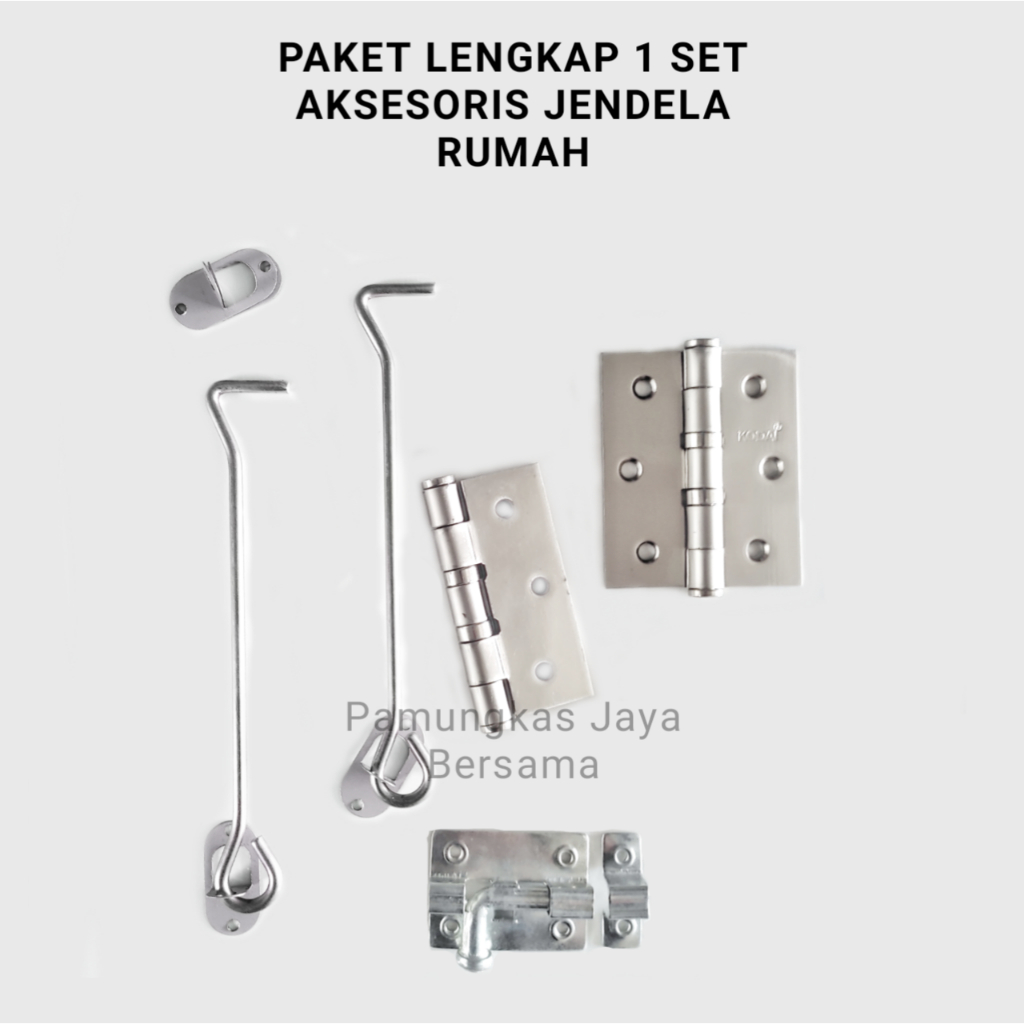 paket satu set hak angin engsel lamskar cantolan penahan jendela kayu alumunium