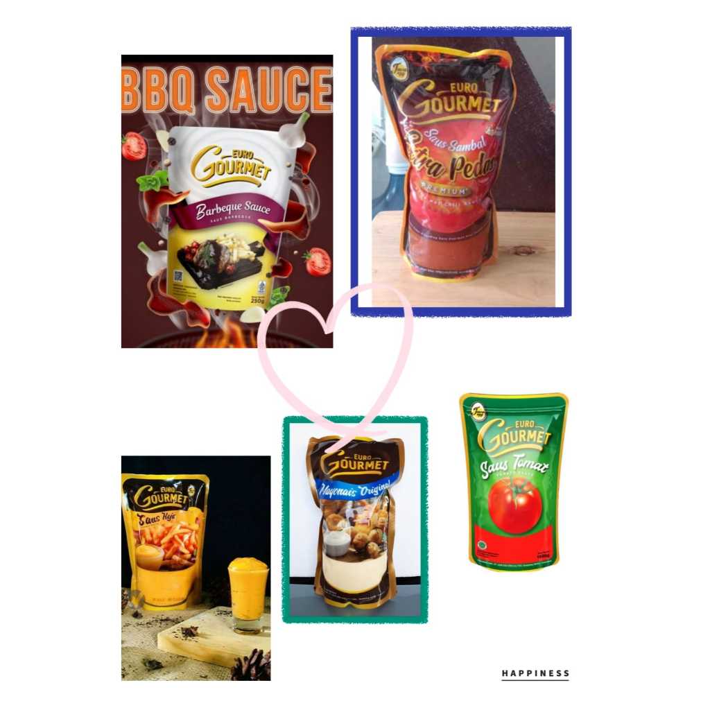 

Euro Gourmet Saos Saus Keju Cheese Mayones Original Tomat Barbeque Chili Sambal Extra Pedas Halal BPOM