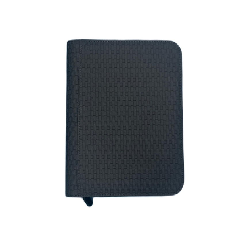 ZB 9 Pocket Woven Leather Zip Binder Album Black