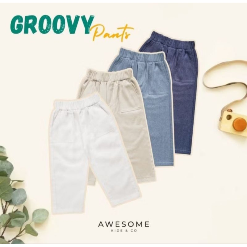 AWESOMEKIDS - GROOVY PANTS - CELANA CHINOS BASIC PANJANG DENIM UNISEX