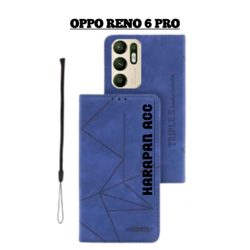 Case Oppo Reno 6 Pro Flip Cover Wallet Sarung Hp Casing Dompet Flip Magnet