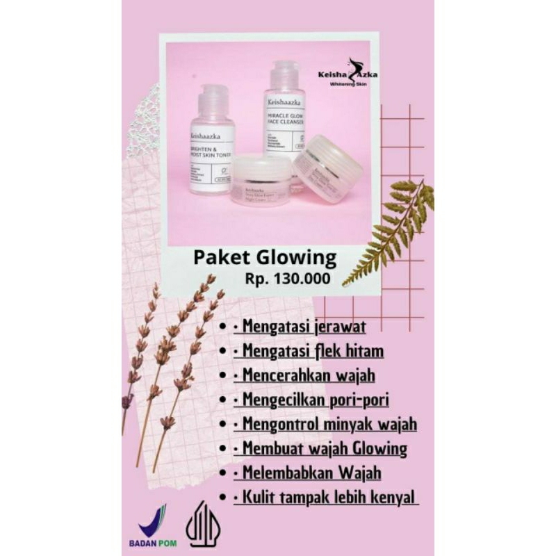 Paket keisha Azka glowing  ekonomis | Untuk pemula BPOM