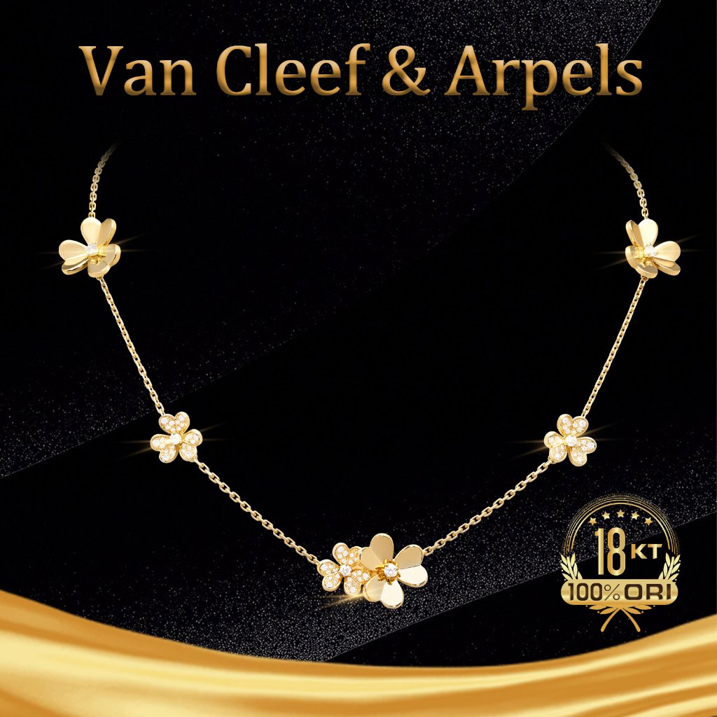 【18K emas asli 100%ORI 】VCA Van Cleef & Arpels Frivole necklace 9 flowers 18K yellow gold Diamond Va