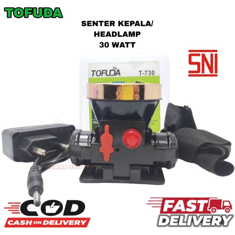 Senter Kepala Diving Senter TOFUDA 30 Watt  Senter LED Super Terang Jarak Jauh headlamp Selam Diving