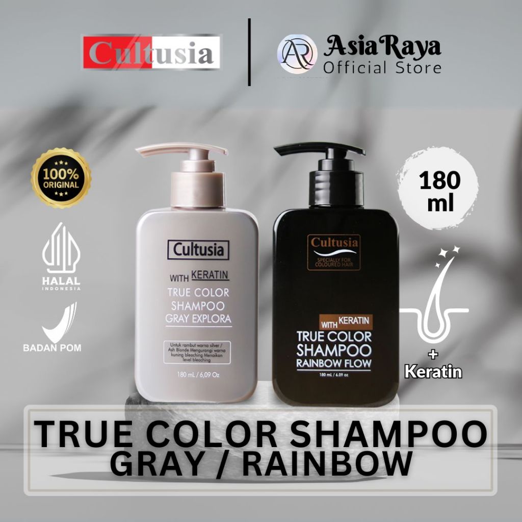 CULTUSIA TRUE COLOR SHAMPOO WITH KERATIN 180ml Rainbow Flow Sampo Shampoo Bleaching