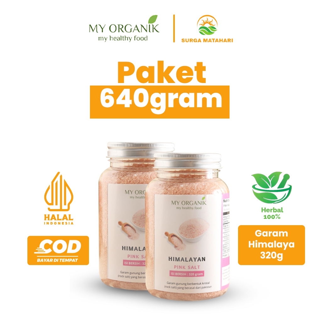 

My Organik Paket 2 in 1 Garam Himalaya Original Asli Organik Himalayan Pink Salt Premium Himsalt Organic MPASI