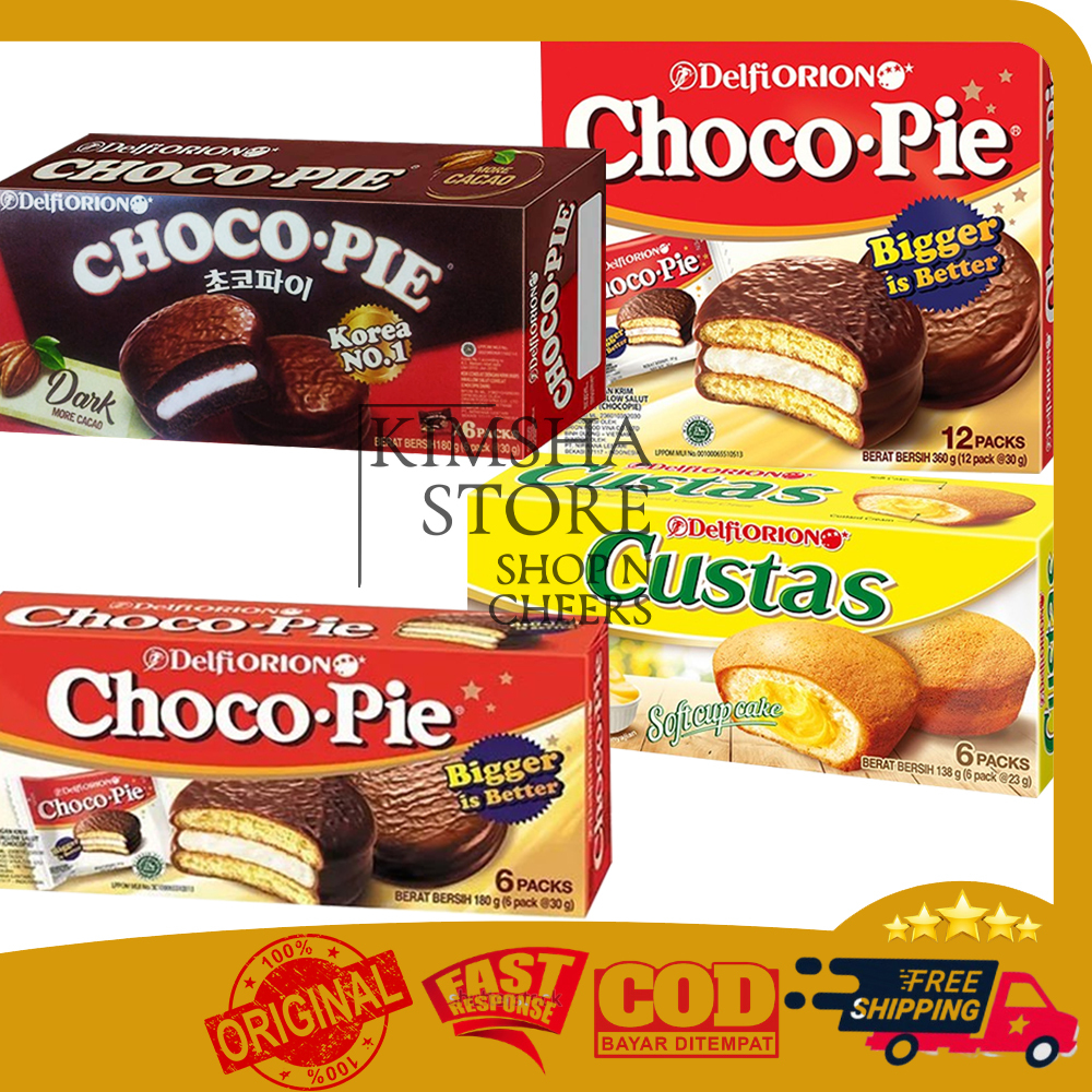 

Delfiorion Choco Pie 6 Pack & 12 Pack Makanan Ringan Biskuit Kue Coklat Biscuit Cake Delfi Orion ChocoPie isi 6packs dan 12packs