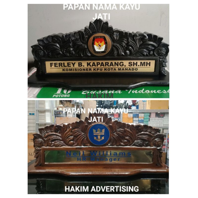 

Papan nama meja ukiran bahan kayu jati berkualitas ready stock