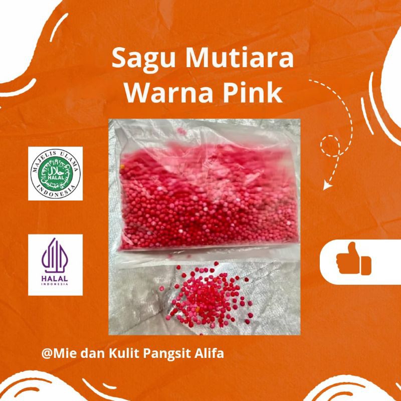Sagu Mutiara Merah Untuk Dimsum 100 gr, Sagu Mutiara Warna Kuning, Hijau, Pink