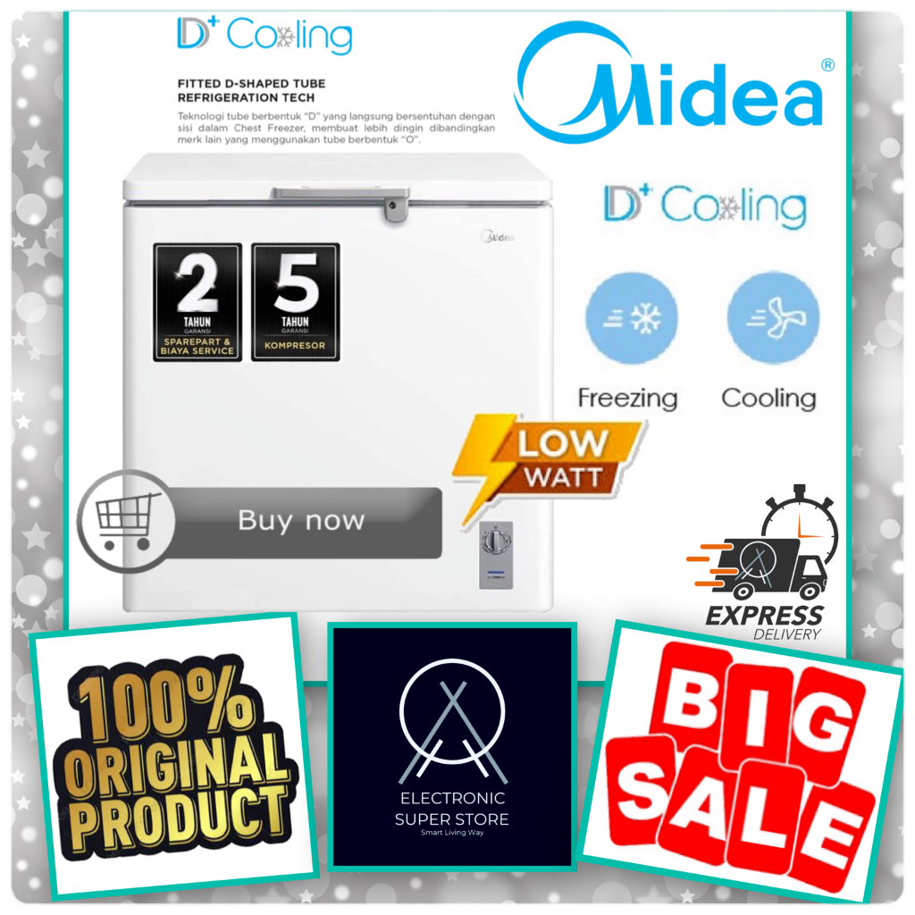 CHEST FREEZER MIDEA HS 186CNK HS-186CNK 186CNK 150L MULTI COOLING FREEZER BOX 2in1 FUNCTION CHEST FR
