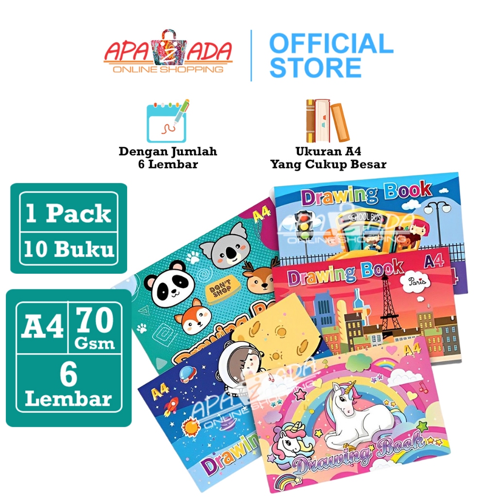 

Apazada - Buku Gambar A4 Squeezy 6 Lembar [1 Pack - 10 Pcs] / Drawing Book BG-SQA4206