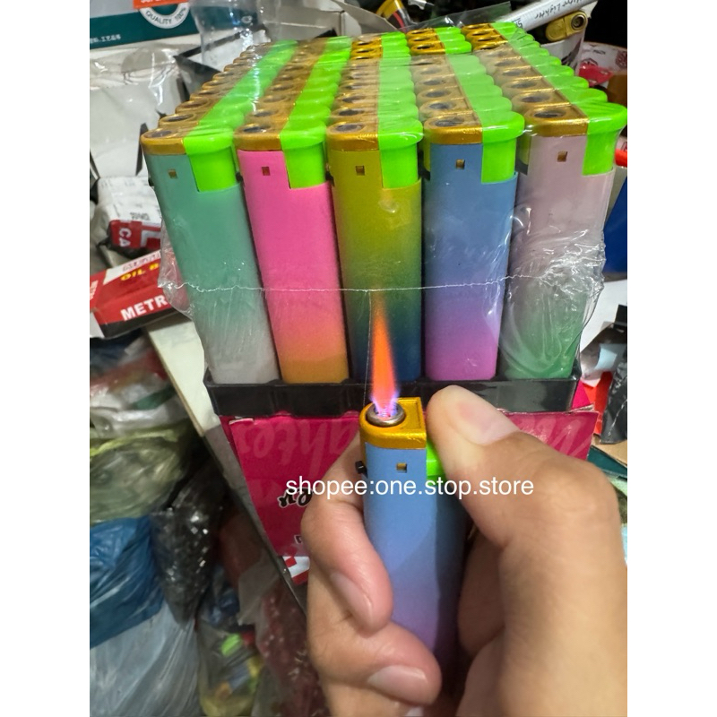 Mancis Korek Api gas Bara Magnit Windproof Printing Colorful Pastel Estetik Rainbow Metro Lighter GM