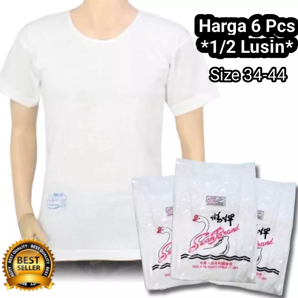 KODE H85O Grosir 12 Lusin Kaos Oblong Pria Swan Brand Harga untuk 6Pcs