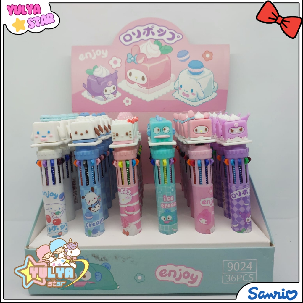 

10 color pen Cake edition SANRIO 3d / pulpen KUE 10 warna berkarakter SANRIO