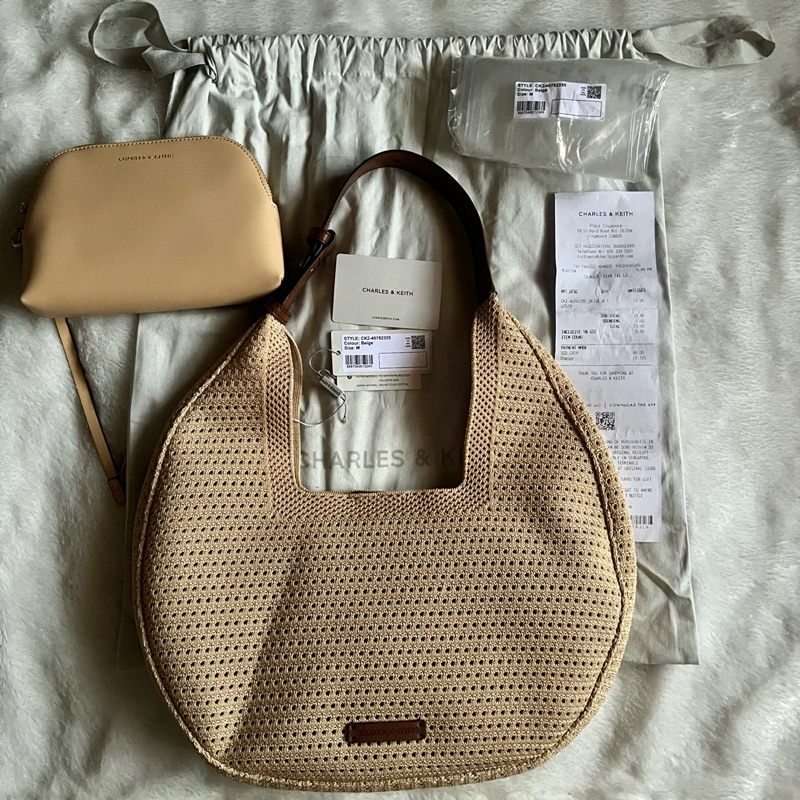 Tas Charles and Keith Ida Knitted Hobo Bag / Tas Charles & Keith Preloved Original / Tas CK Cnk C&k